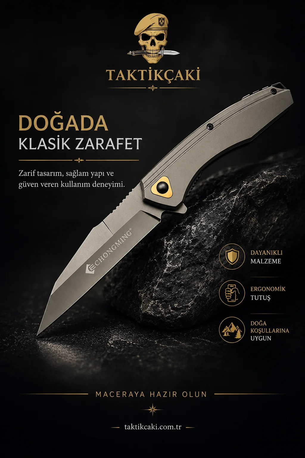 Haps Bugs Titanyum Çakı – 21 cm, Yüksek Dayanıklılık ve Hafif Tasarım - Görsel 2