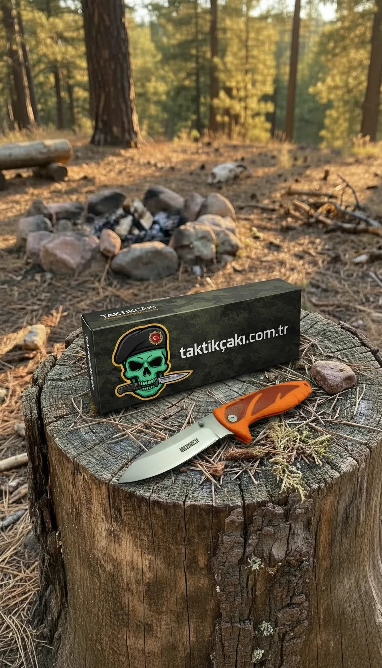 Lanmark Turuncu Çakı - Katlanabilir Avcı Çakı Emniyet Kilidi ile