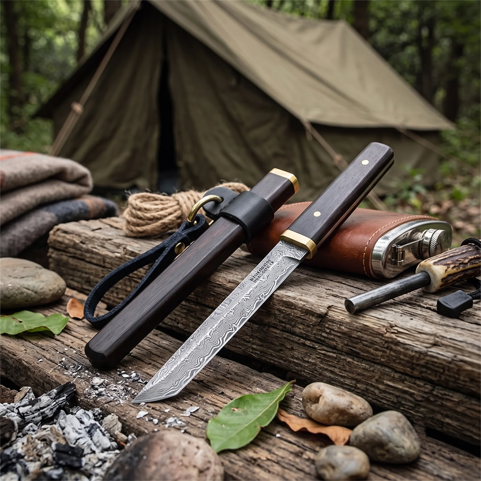 Liuzhangyu Profesyonel Şam Çeliği Mini Katana Bıçağı