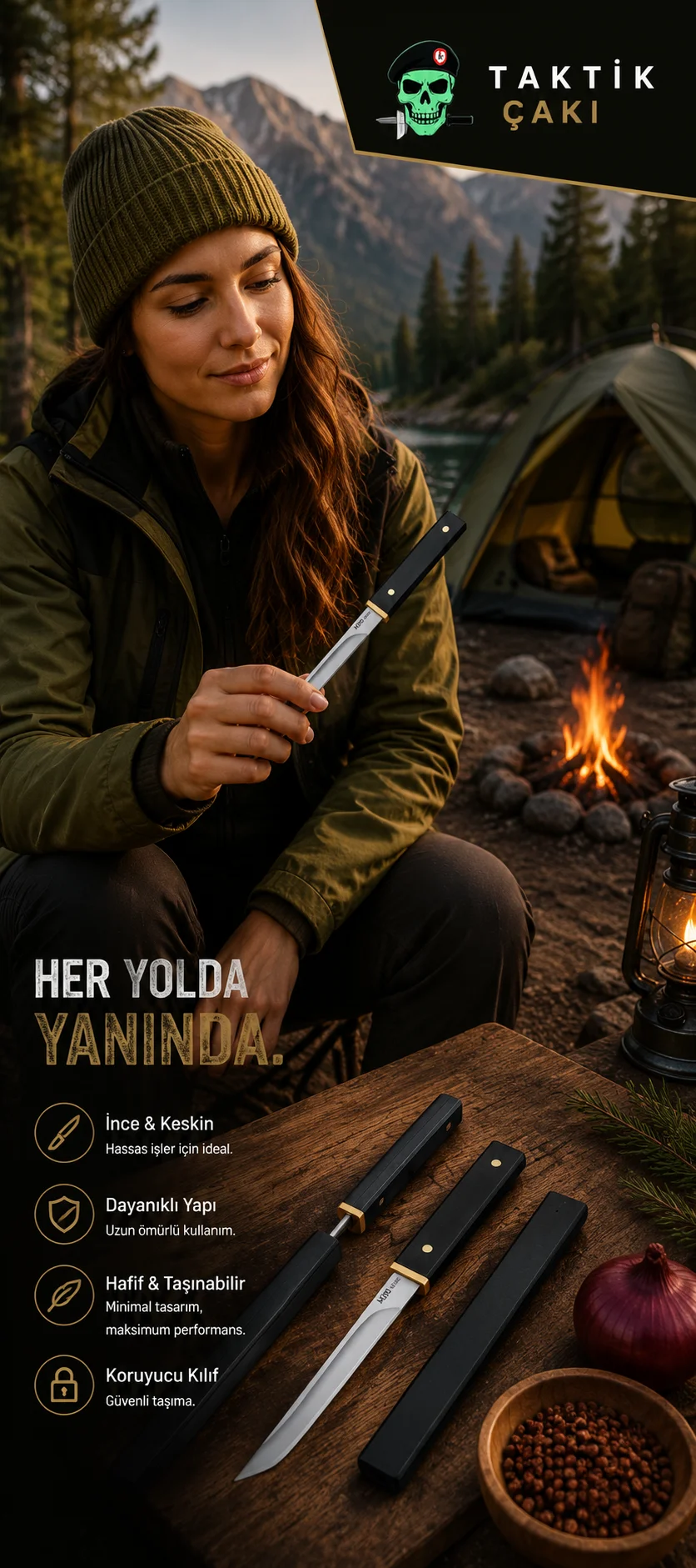 M390 Abanoz Japon Tanto Profesyonel Av Bıçağı - Görsel 2
