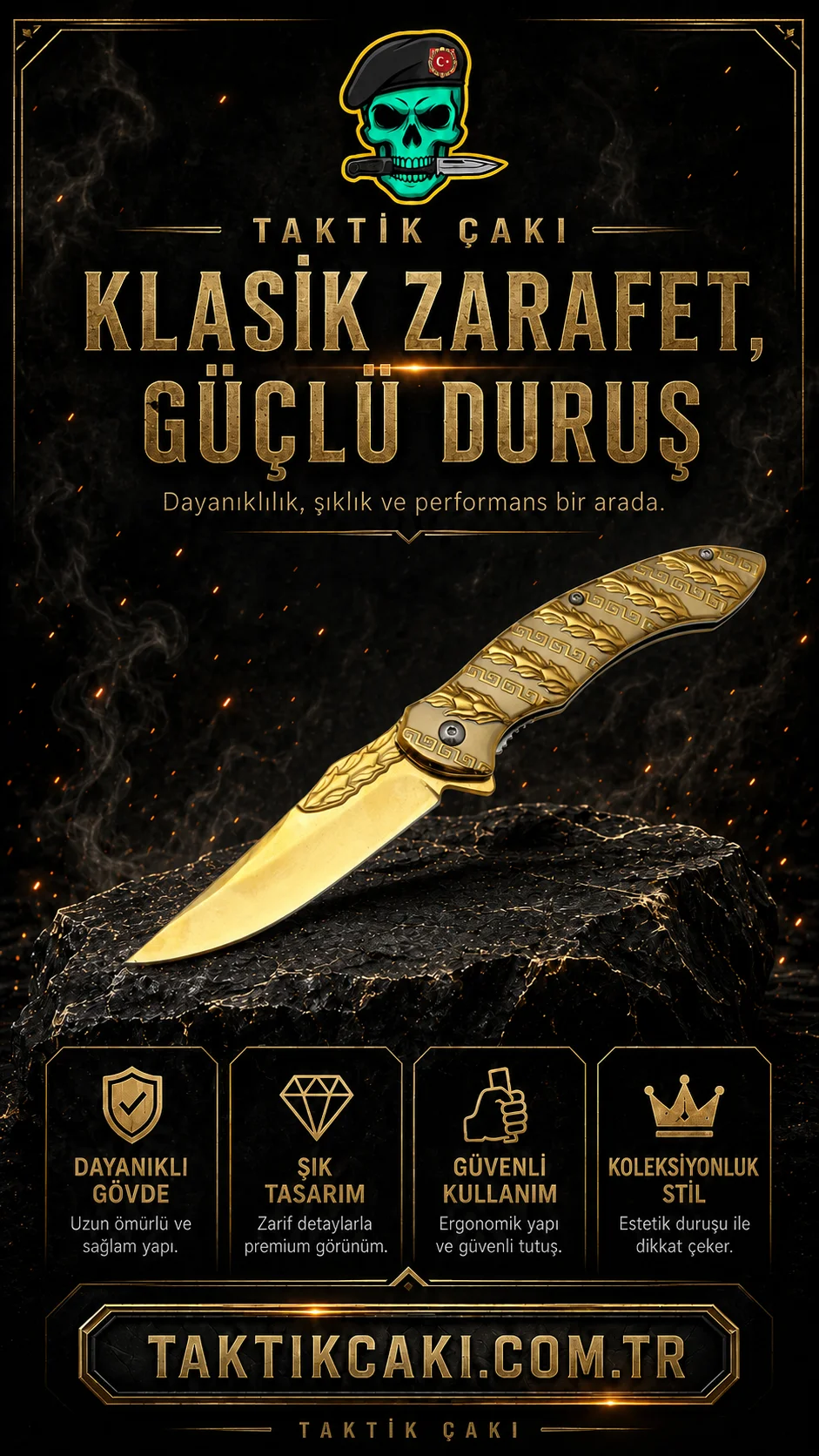 Metal Snake Çakı Gold 21 CM Profesyonel Çakı
