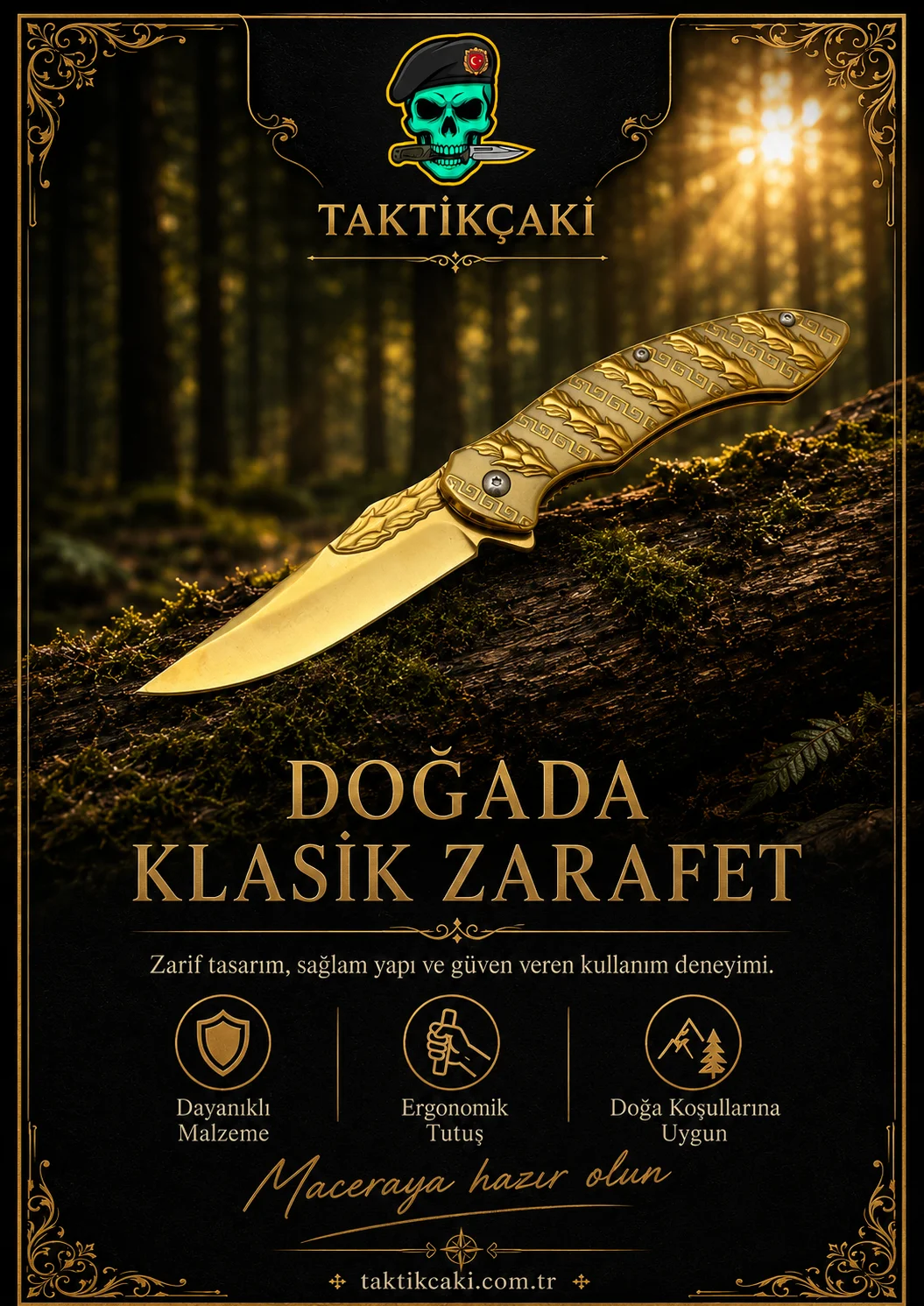 Metal Snake Çakı Gold 21 CM Profesyonel Çakı - Görsel 2
