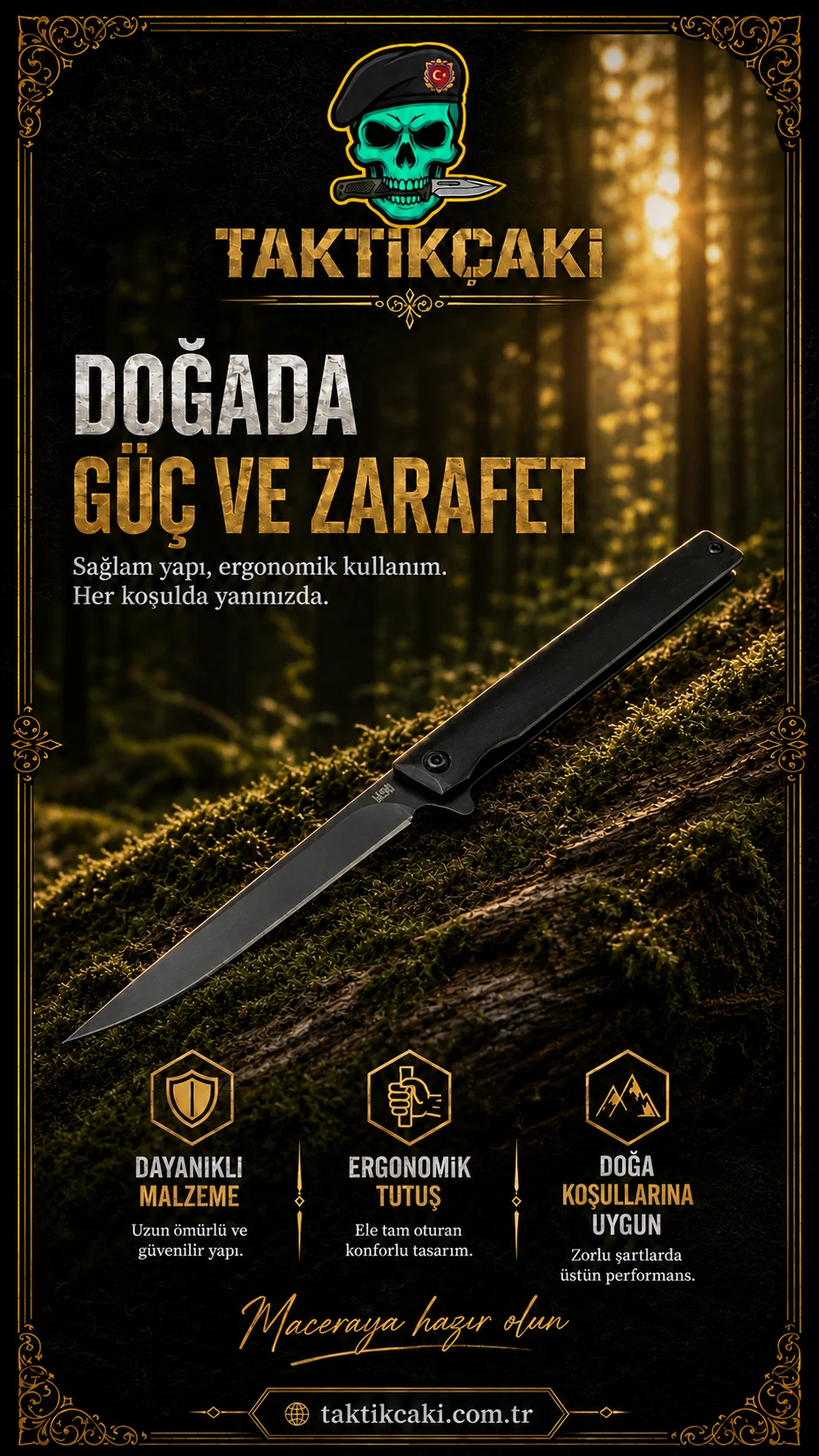MM3 Siyah İnci Çakı 20 CM M390 Çelik - Keskin ve Dayanıklı Çakı - Görsel 2