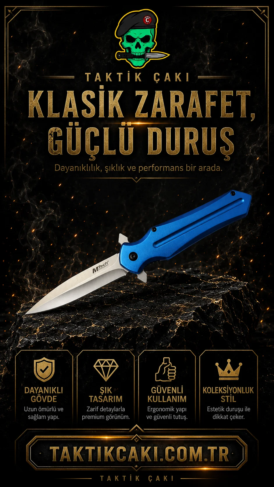Mtech Çaku Blu 21 CM Profesyonel Çakı – Keskin ve Ergonomik Çakı - Görsel 2