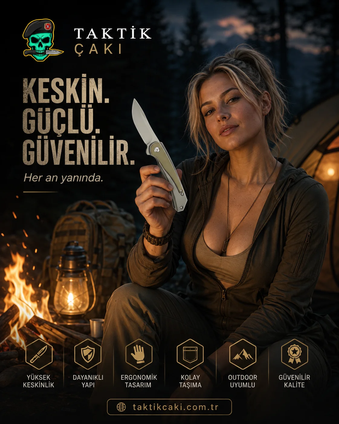Padawan D2 G10 Krem Çakı – Profesyonel Flipper Çakı