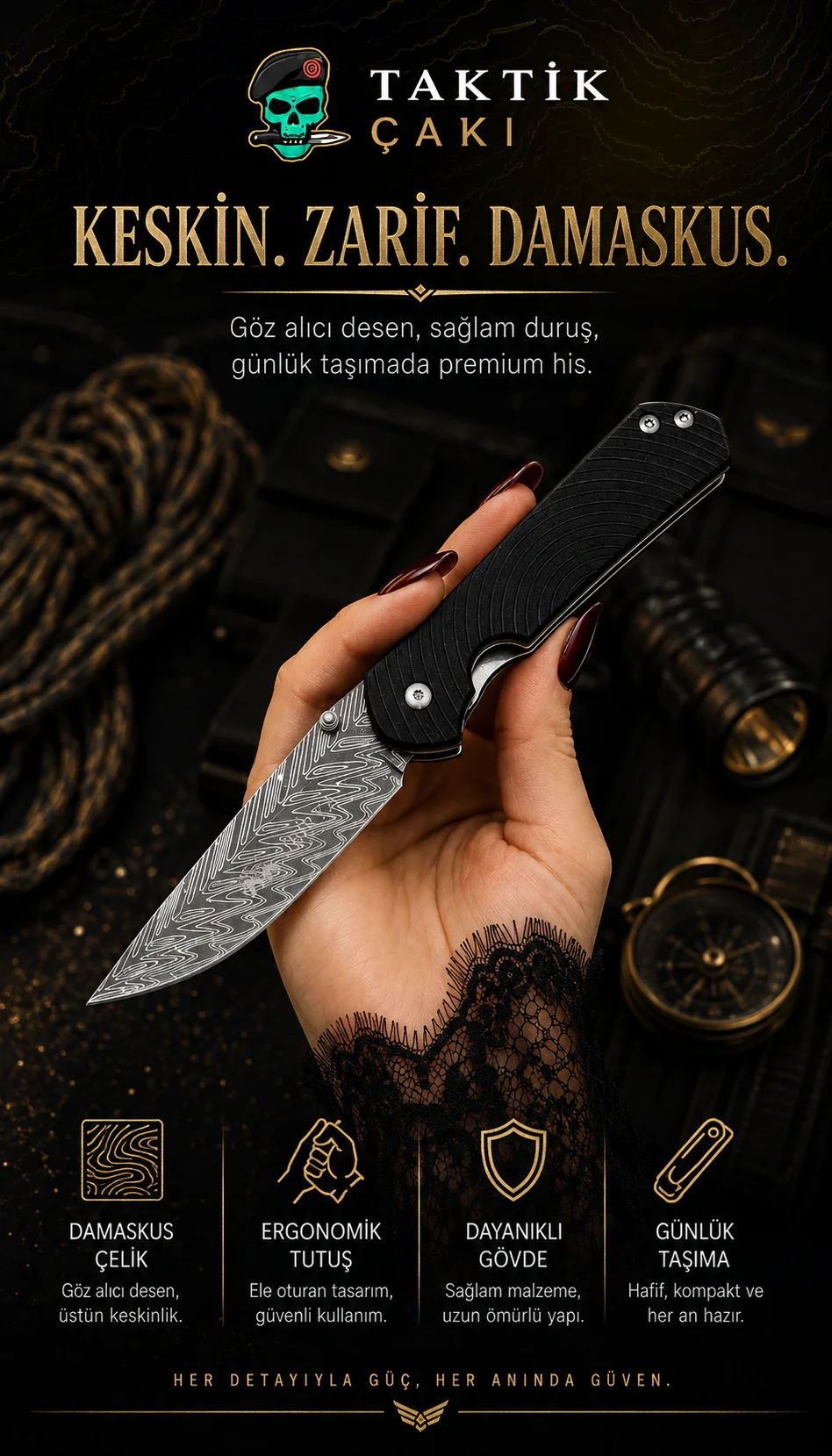 Sibirya Doğal Dirençli Profesyonel Çakı - Sıcaklık Dirençli Av Modeli - Görsel 2