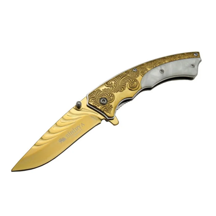 Sibirya İşlemeli Çakı Gold – 19,5 CM Profesyonel Çakı