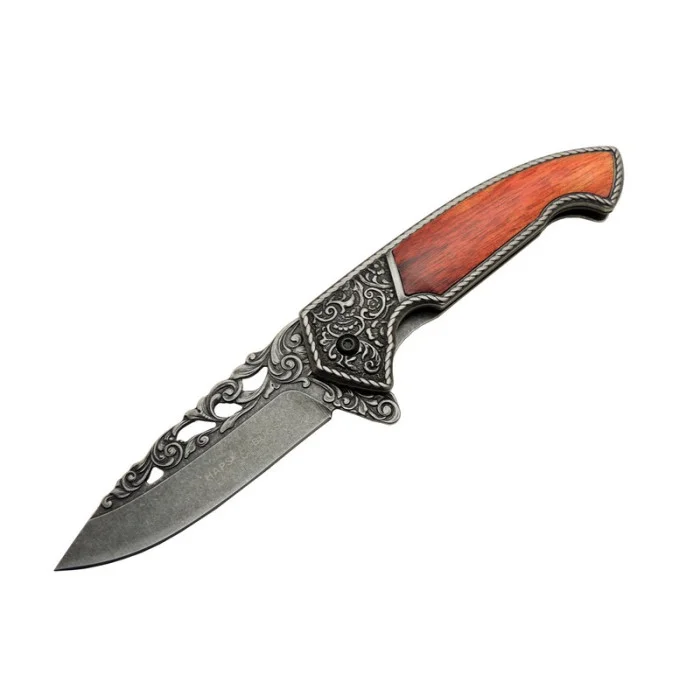 Texas Çakı İşlemeli Gül - 21 CM Profesyonel Çakı