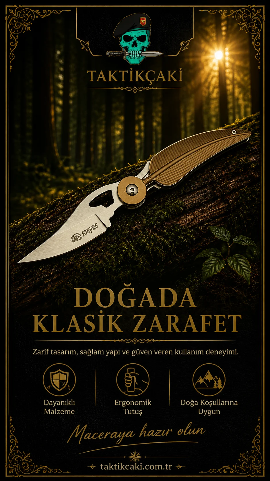Tüy Knives Kahve Çakı - 18.5 CM