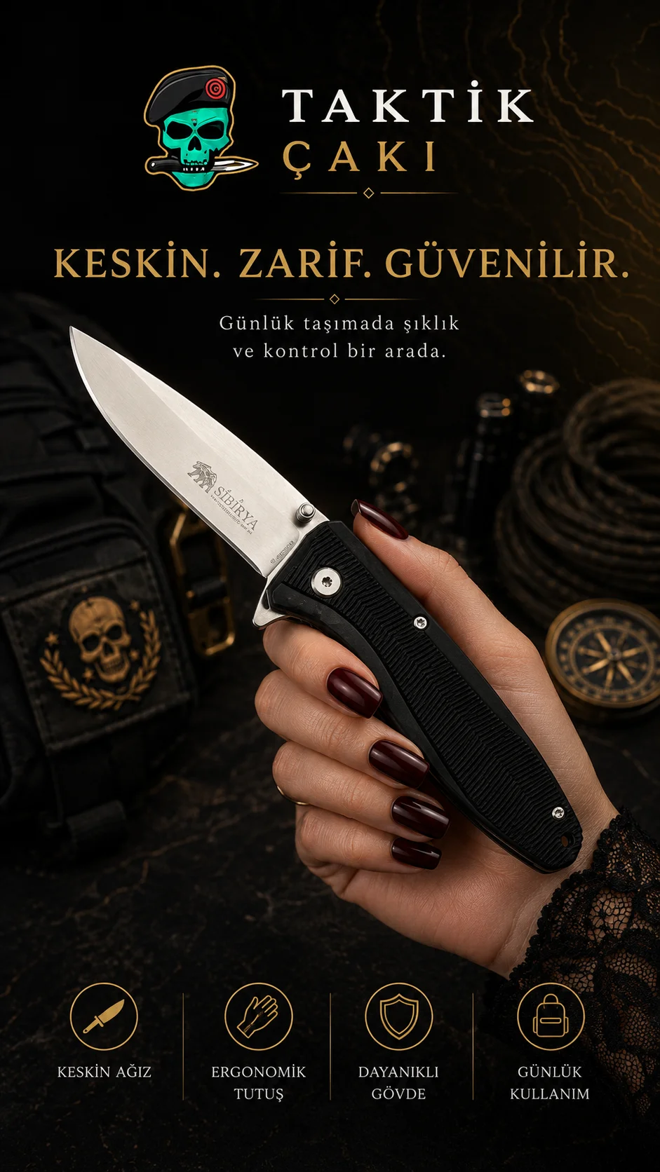 Vortek Pika Black Çakı Sbry - Profesyonel Avcı ve Kamp Çakısı - Görsel 2