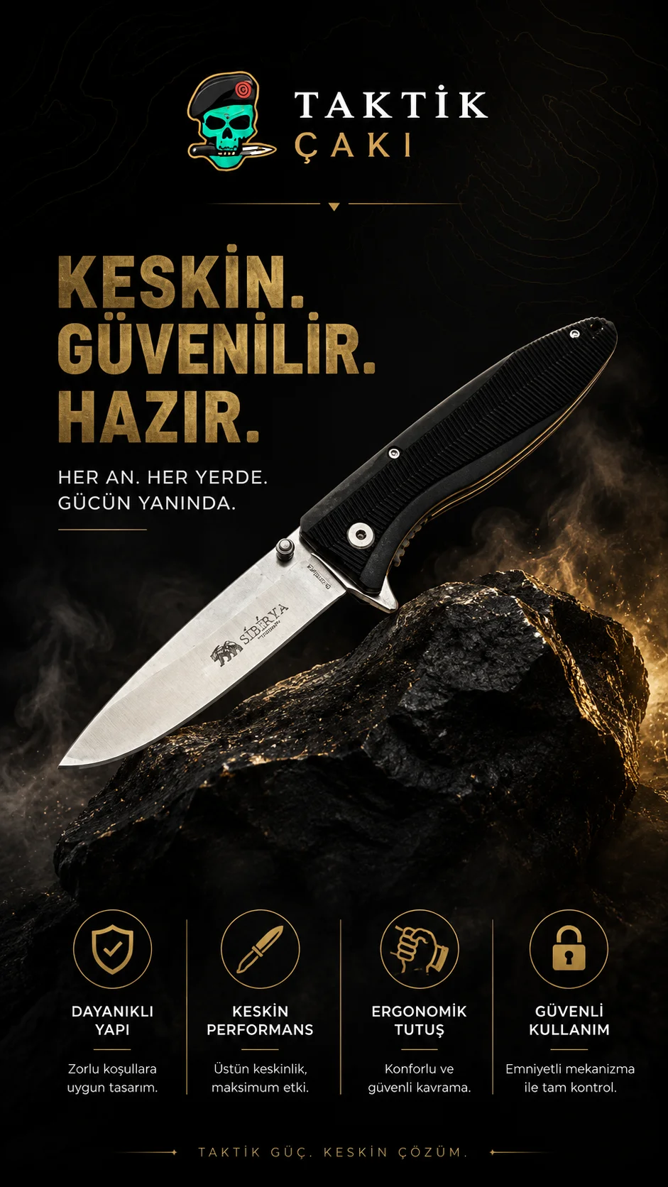 Vortek Pika Black Çakı Sbry - Profesyonel Avcı ve Kamp Çakısı